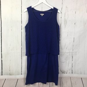 Mododoc Royal Blue Crochet Lace Tank Dress Women Sz M